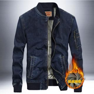 牛仔夹克外套男冬季青年宽松加绒棒球领上衣66007A