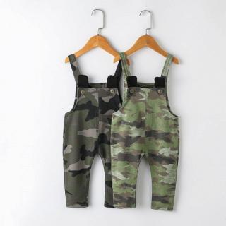 婴儿裤子秋装牛仔裤3-6-12个月时尚休闲纯棉迷彩背带裤宝宝长裤