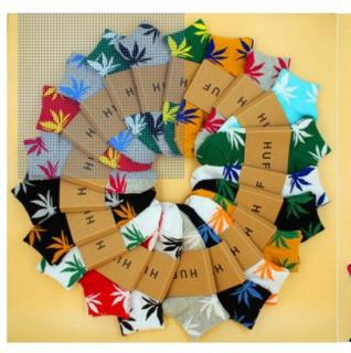 20色外贸男女夏季纯棉潮麻叶船袜情侣袜子huf袜子枫叶短袜现货