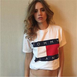 【天天特价】欧美简约外贸T恤女街头学生圆领字母印花短袖体恤